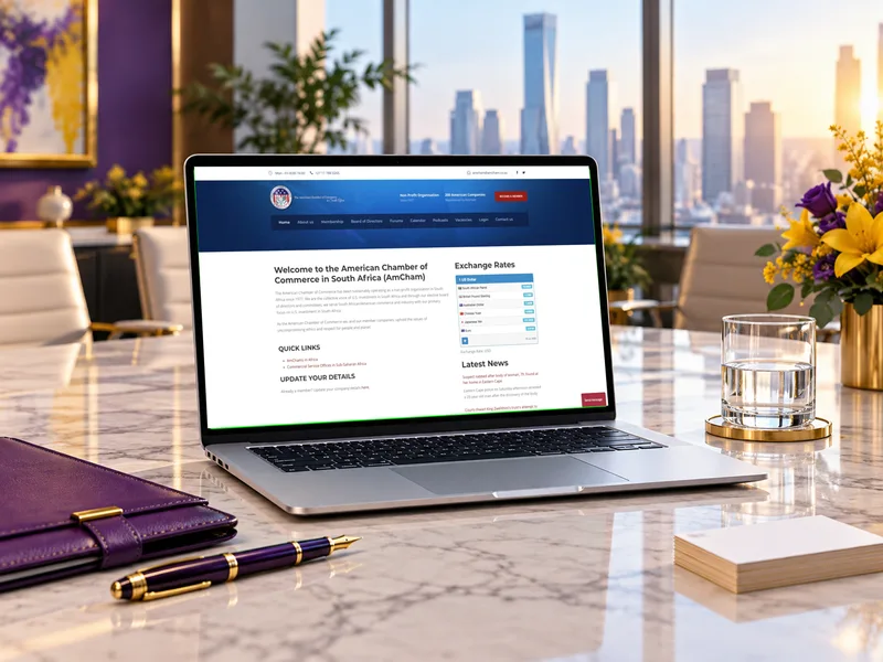 American Chamber of Commerce website on a laptop