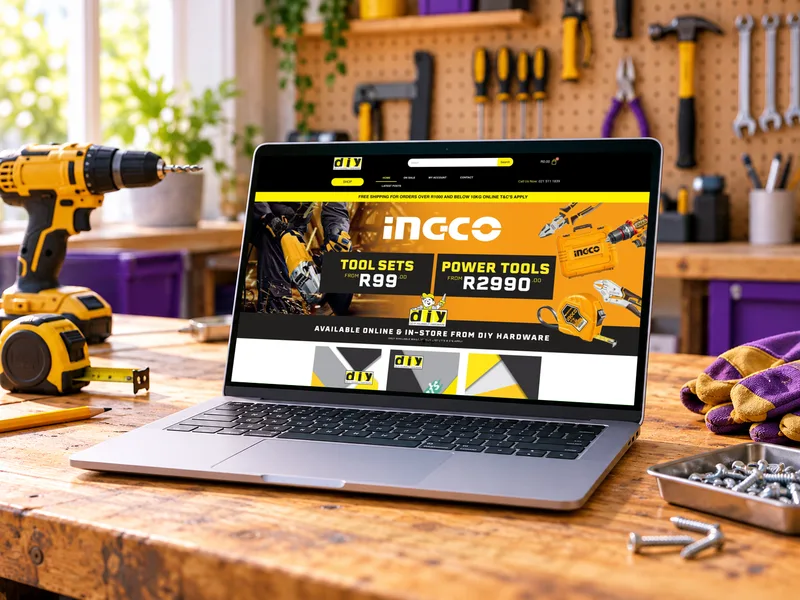 DIY Hardware website on a laptop