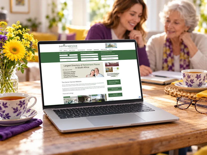 Senior Service website on a laptop