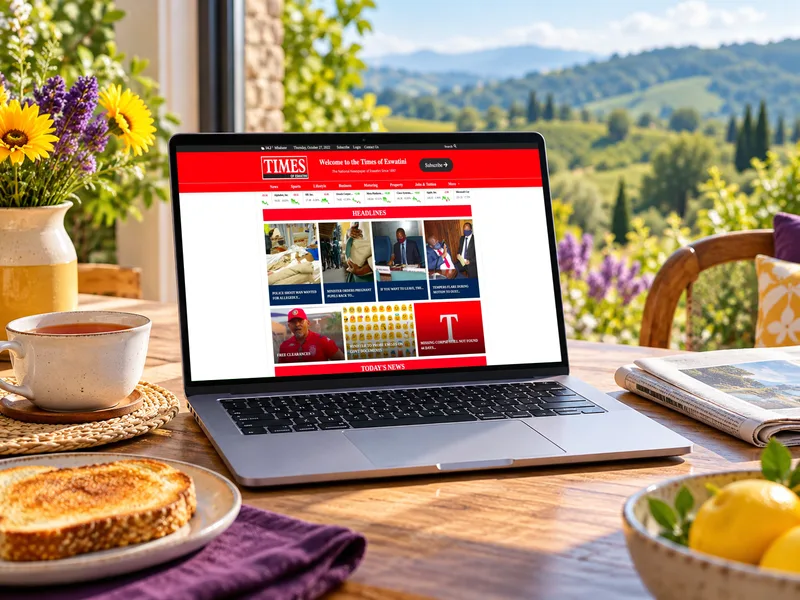 Times of Eswatini website on a laptop