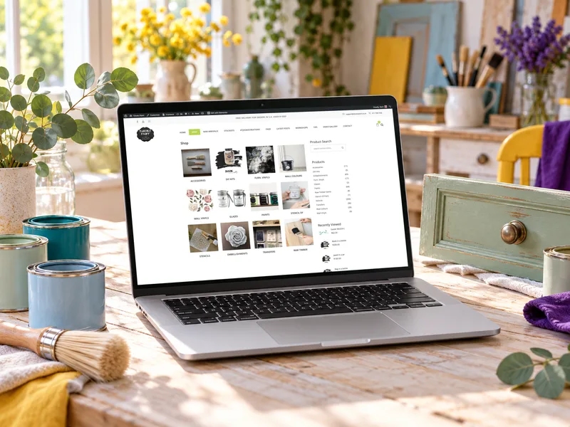 Tjhoko Paint website on a laptop