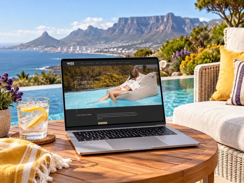 WAZ Outdoor website on a laptop