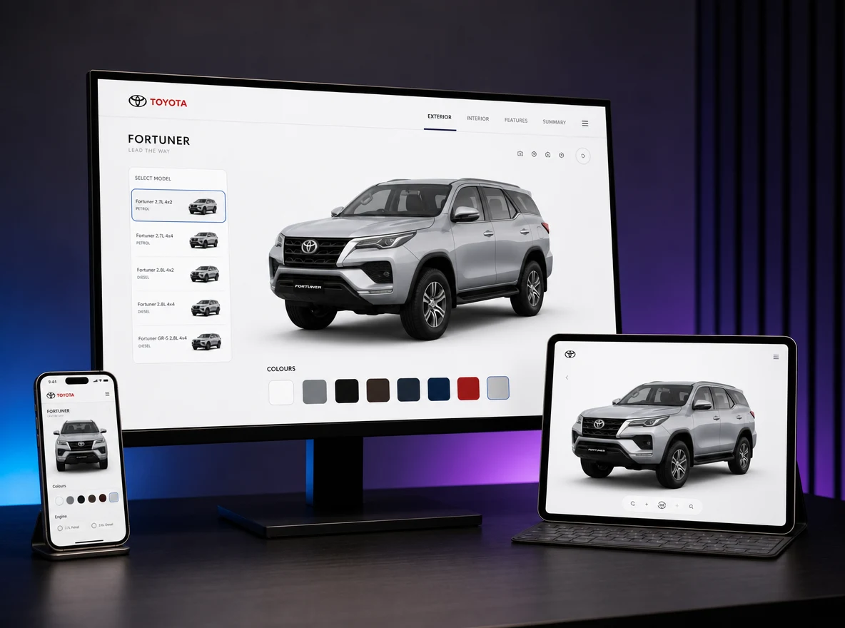 Toyota configurator: choosing a model and derivative